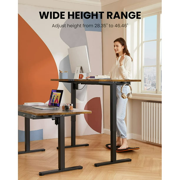 Adjustable Height Electric Standing Desk with Double Drawers, 55x28 inch Sit Stand Up Desk Computer Workstation for Home Office, Vintage Brown - Walmart.com