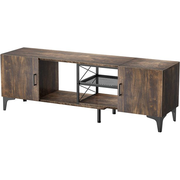 Adjustable Corner TV Stand Console Table for TVs up to 75 Inch with 3 Assembly Options, Mid-Century Retro Entertainment Center with Adjustable Storage Shelf, Holds up to 110 lbs - Walmart.com