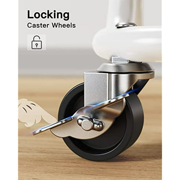 Metal Rolling Utility Cart 3-Tier, Heavy Duty Storage Cart with 2 Lockable Wheels, Multifunctional Mesh Organization Cart for Kitchen Dining Room Living Room (White) - Walmart.com
