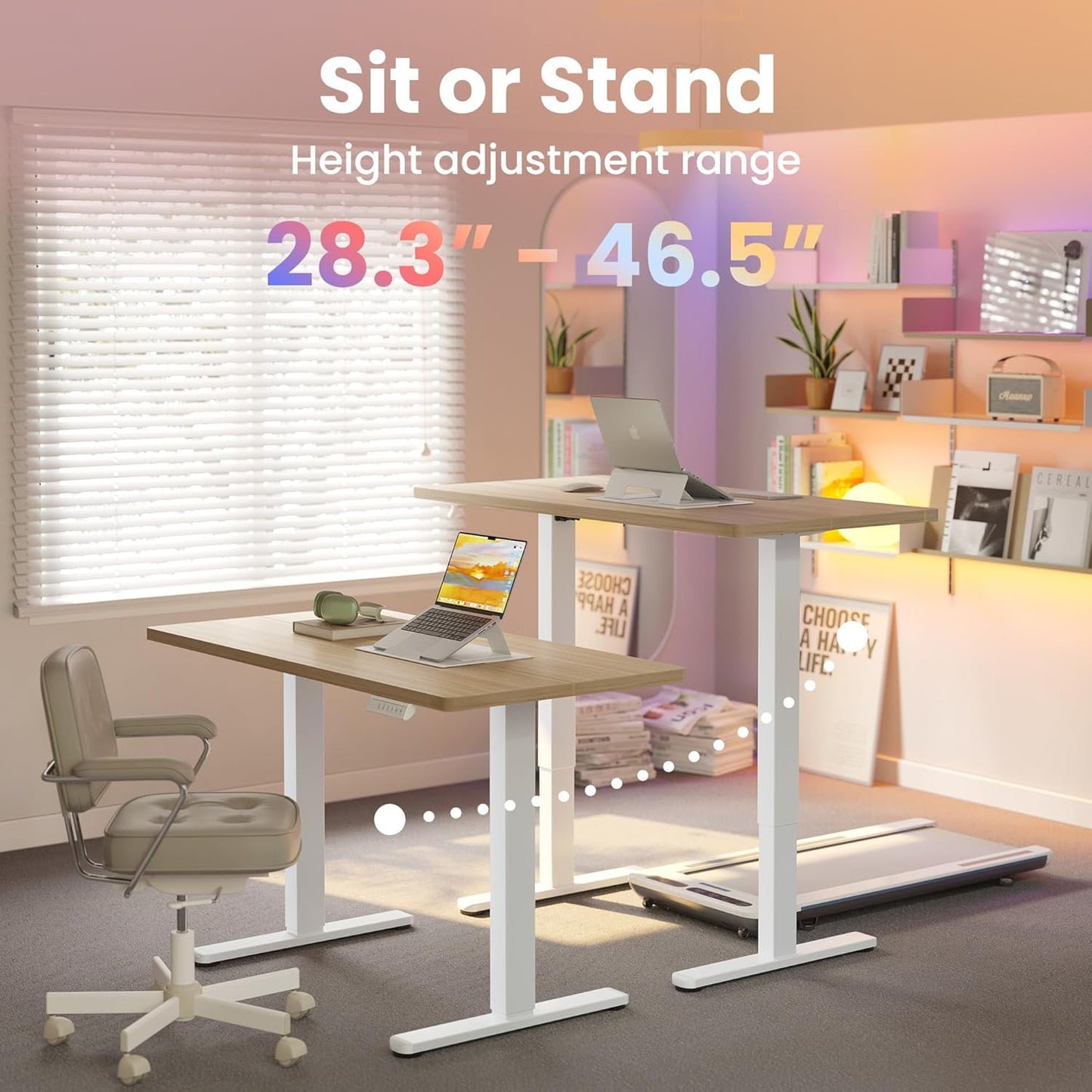 Kyspho Electric Standing Desk with 4 Memory Height Settings, 32" Small Height Adjustbale Desk, Sit Stand Up Desk for Home Office, White