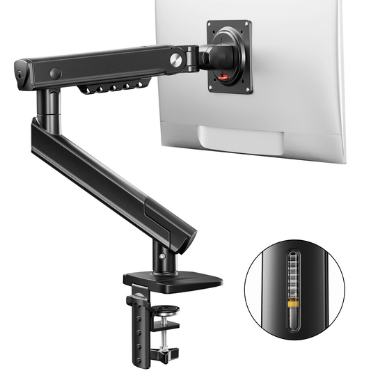 Kyspho Single Monitor Arm for 13-32 Inch Screens,Holds 19.8 lbs, Monitor Stand with Tension Spring,Full Motion Visual Adjustment Monitor Mount,C-Clamp & Grommet Hole,Max 100x100mm