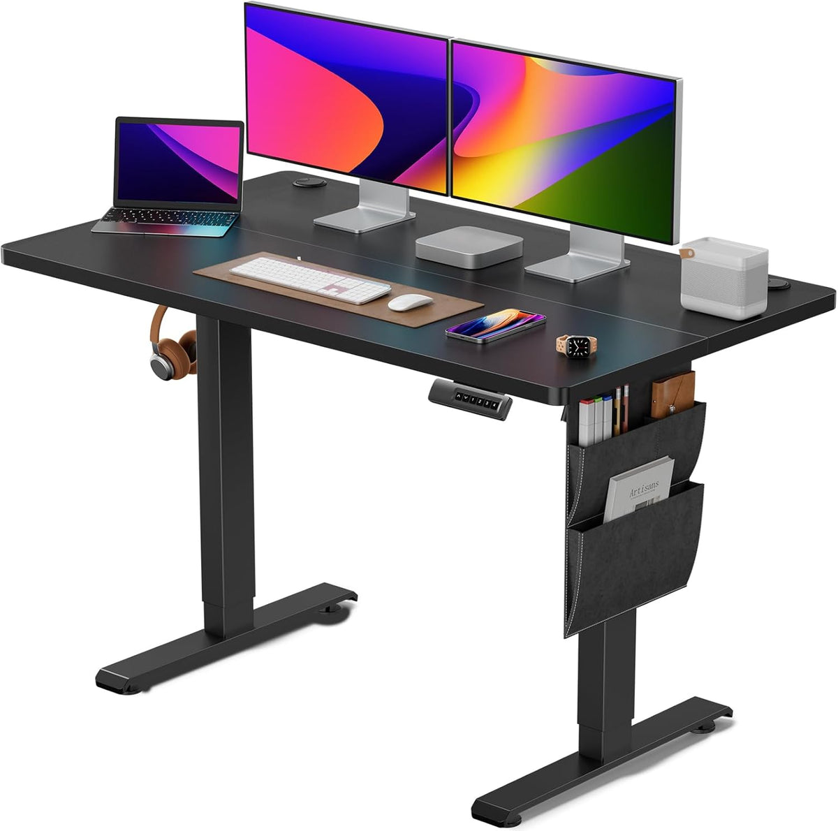 48x24 Inch Electric Standing Desk Adjustable Height with Storage Bag, Ergonomic Computer Stand Up Desk Table with Headphone Hook for Home Office - Walmart.com