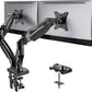 Dual Monitor Mount Desk Stand for 13 to 27 inch Screens Height Adjustable with C Clamp Grommet Mounting Base