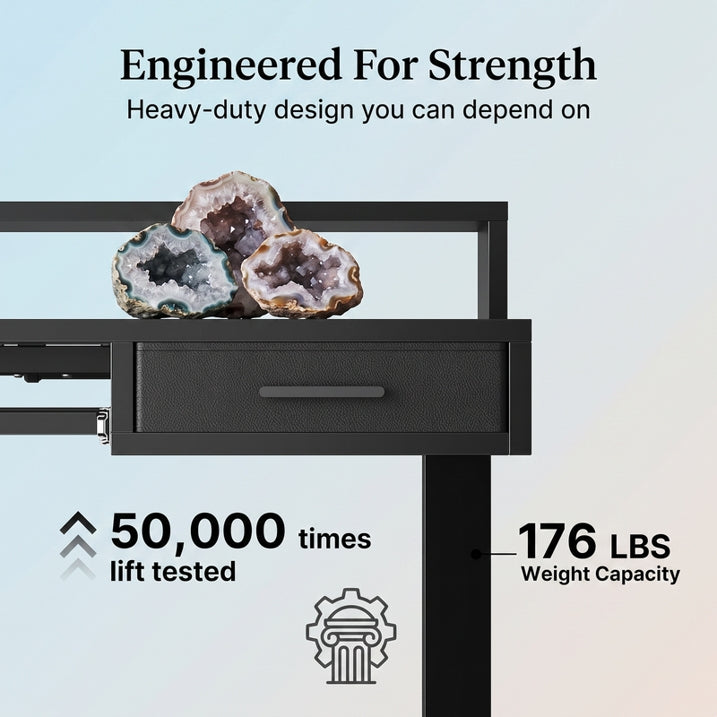 55" X 26" Electric Standing Desk with 2 Drawers & Large Keyboard Tray, Adjustable Sit Stand Computer Desk with 4 4 Memory Presets, C-Clamp Compatible Home Office Desk, Black