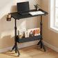 Kyspho Mobile Standing Desk with Wheels & Storage, Adjustable Height Rolling Laptop Cart with Cup Holder, Fits Treadmills, Black, 31.5" x 15.75"