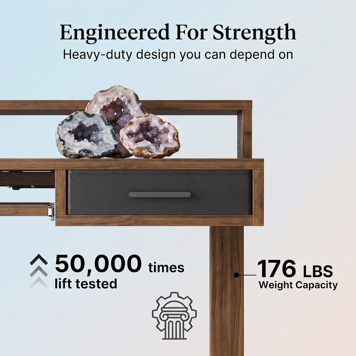 55" X 26" Electric Standing Desk with 2 Drawers & Large Keyboard Tray, Adjustable Sit Stand Computer Desk with 4 4 Memory Presets, C-Clamp Compatible Home Office Desk, Walnut