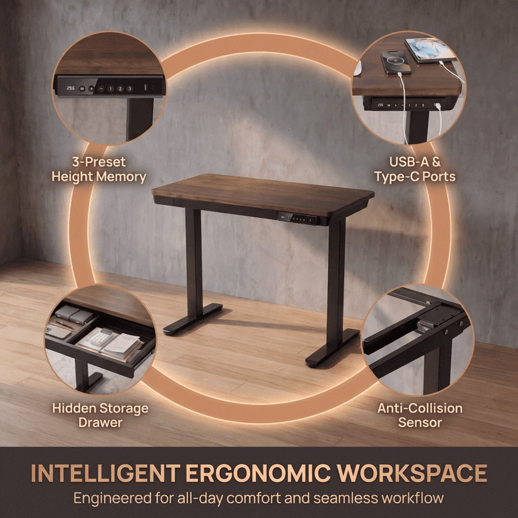 Electric Standing Desk, Stand up Desks Adjustable Height,Adjustable Desk,40x24 inches,Black Walnut