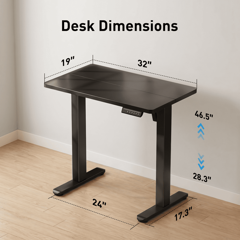 CHITOOMA 32 " Electric Standing Desk, Height Adjustbale Desk with 4 memory preset, for home offices, apartments, and small spaces, black