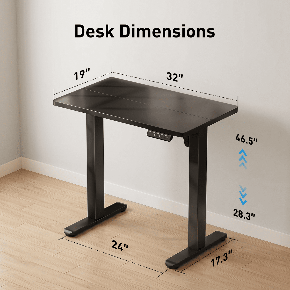 CHITOOMA 32 " Electric Standing Desk, Height Adjustbale Desk with 4 memory preset, for home offices, apartments, and small spaces, black