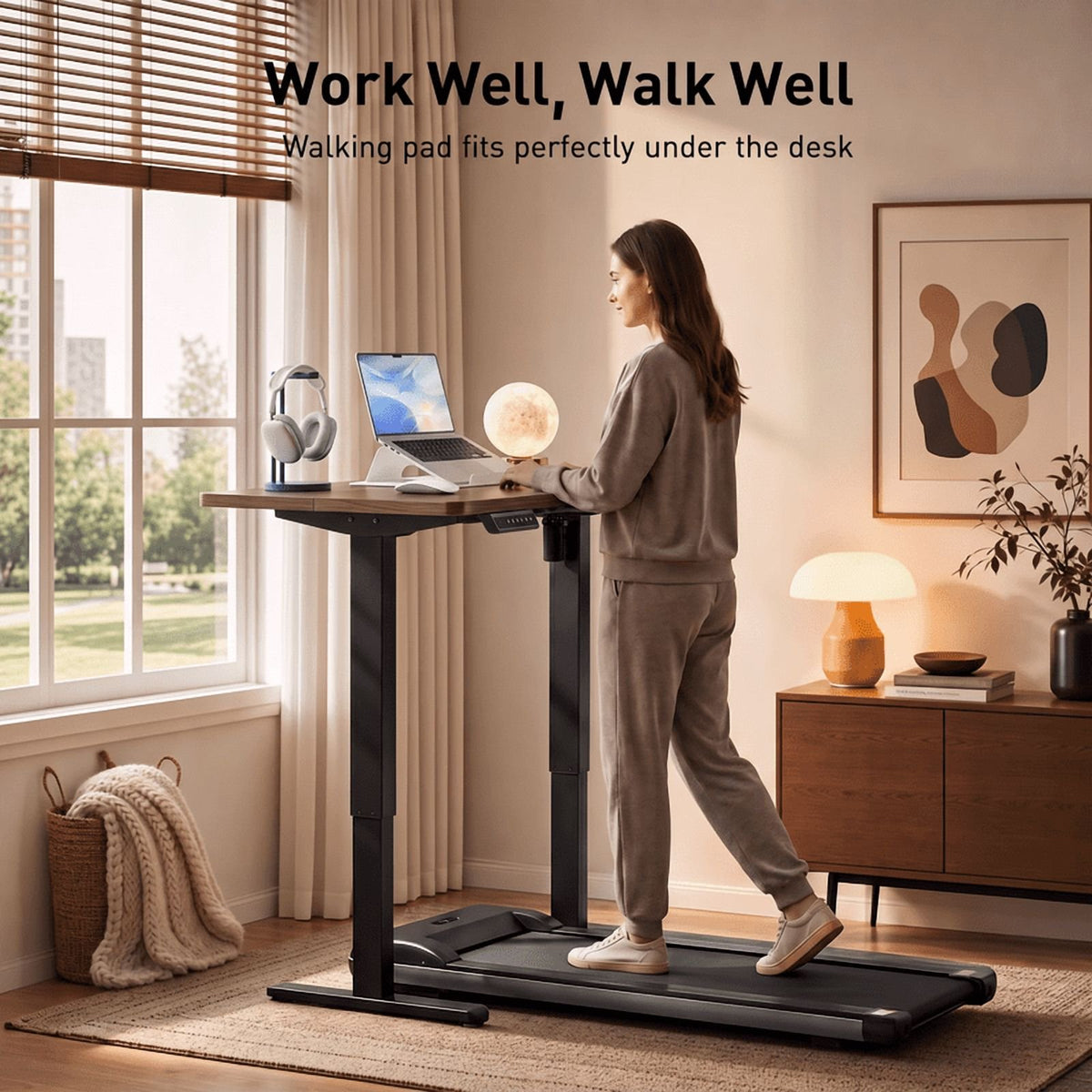 Kyspho 32" Small Electric Standing Desk Adjustable Height, 4 Memory Height Settings, Sit Stand Up Desk for Home Office & Computer Workstation, Black Walnut