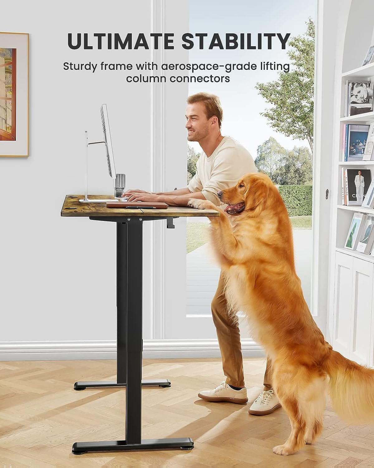 Electric Standing Desk with Drawer, Adjustable Height Sit Stand Up Desk, Home Office Desk Computer Workstation, 55x28 inch, Vintage Brown - Walmart.com