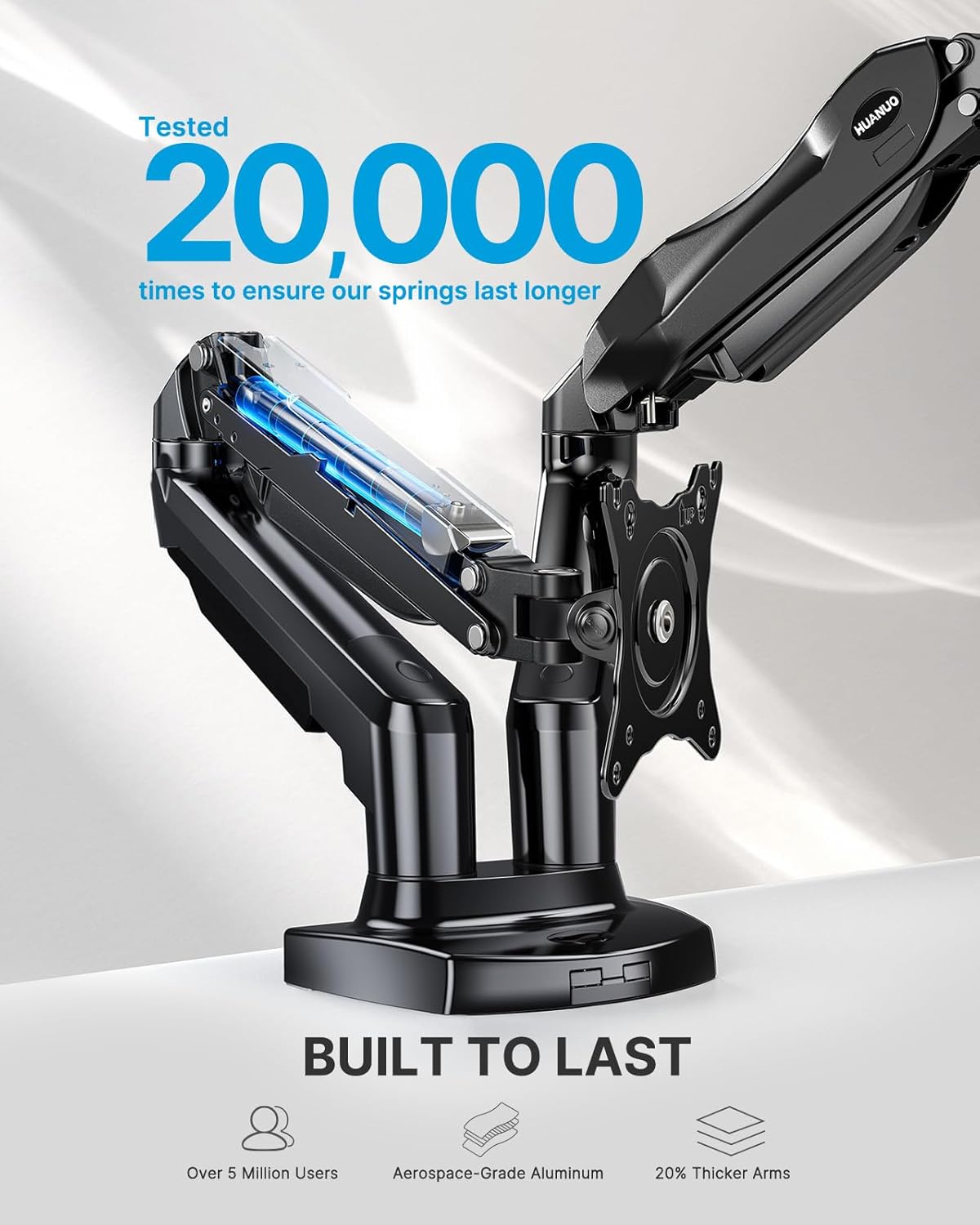 Dual Monitor Mount Desk Stand for 13 to 27 inch Screens Height Adjustable with C Clamp Grommet Mounting Base