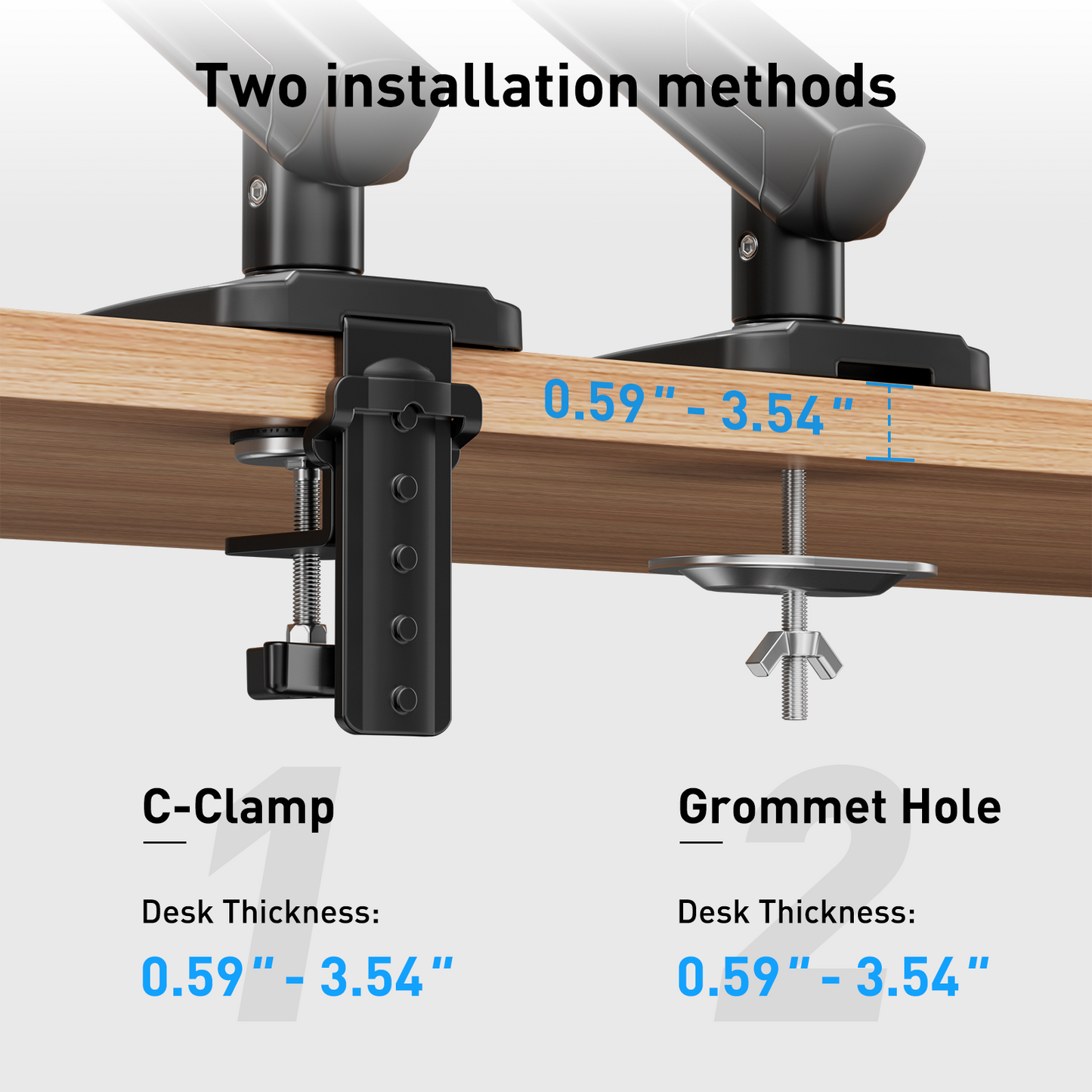 Kyspho Dual Monitor Arm for 13-32 Inch Screens,Holds 19.8 lbs, Monitor Stand with Tension Spring,Full Motion Visual Adjustment Monitor Mount,C-Clamp & Grommet Hole,Max 100x100mm