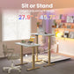 Kyspho Electric Standing Desk with 4 Memory Height Settings, 32" Small Height Adjustbale Desk, Sit Stand Up Desk for Home Office, White + Gold
