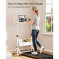 CHITOOMA Mobile Standing Desk with Cup Holder, 6 Level Height-Adjustable Computer Desk with Laptop Slot for Office, White