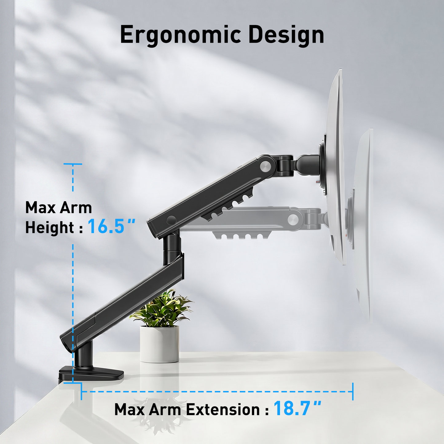 Kyspho Single Monitor Arm for 13-32 Inch Screens,Holds 19.8 lbs, Monitor Stand with Tension Spring,Full Motion Visual Adjustment Monitor Mount,C-Clamp & Grommet Hole,Max 100x100mm