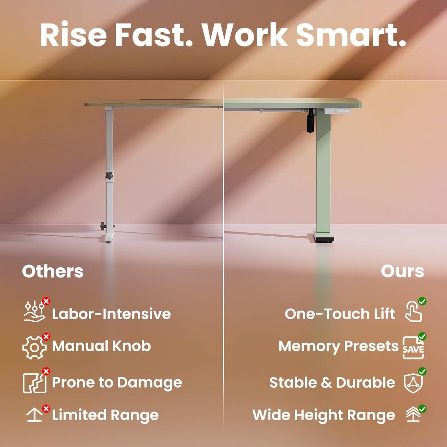 Kyspho Electric Standing Desk with 4 Memory Height Settings, 32" Small Height Adjustbale Desk, Sit Stand Up Desk for Home Office, Green