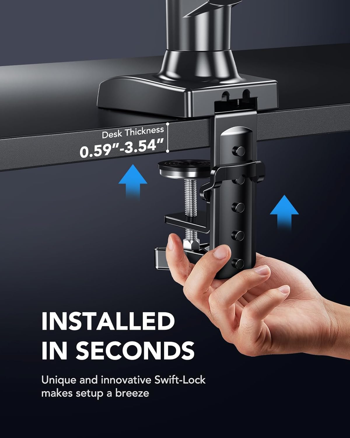 Single Monitor Mount, Articulating Gas Spring Monitor Arm, Adjustable Monitor Stand, Mount with Clamp and Grommet Base Fits 13 to 30 inch LCD Computer Monitors 4.4 to 14.3lbs