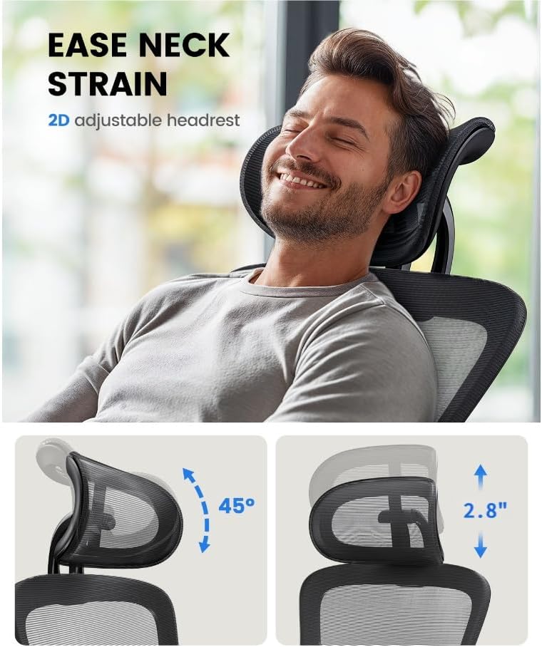 Home Office High Back Chair Mesh Lumbar Support, Swivel Computer Desk Chair with Adjustable Armrest, Max 300lbs - Walmart.com