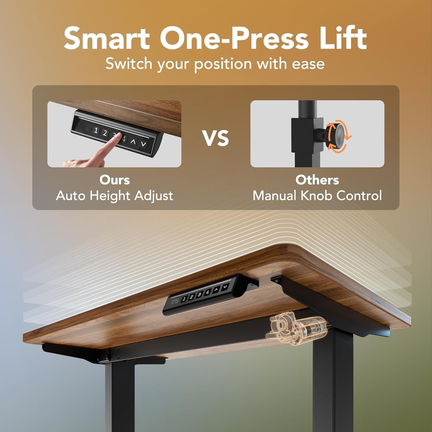 Kyspho 32" Small Electric Standing Desk Adjustable Height, 4 Memory Height Settings, Sit Stand Up Desk for Home Office & Computer Workstation, Black Walnut