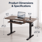 Kyspho 48" x 24" Electric Standing Desk with Keyboard Tray Adjustable Sit Stand up Desk with Headphone Hook & 4 Height Memory Pre-Set Walnut