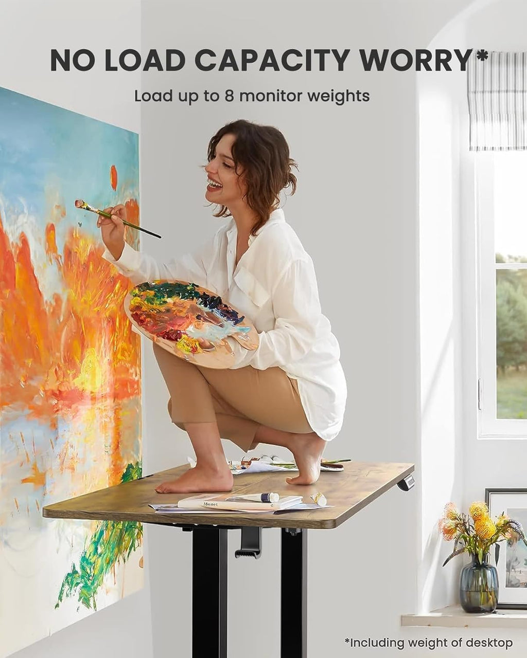 Electric Standing Desk with Drawer, Adjustable Height Sit Stand Up Desk, Home Office Desk Computer Workstation, 55x28 inch, Vintage Brown - Walmart.com