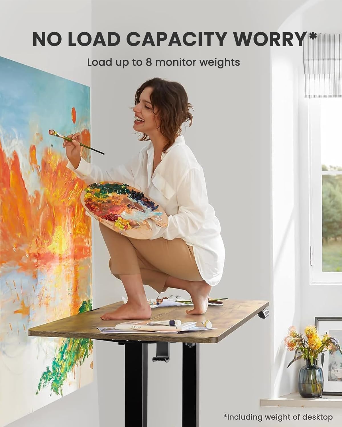 Electric Standing Desk with Drawer, Adjustable Height Sit Stand Up Desk, Home Office Desk Computer Workstation, 55x28 inch, Vintage Brown - Walmart.com
