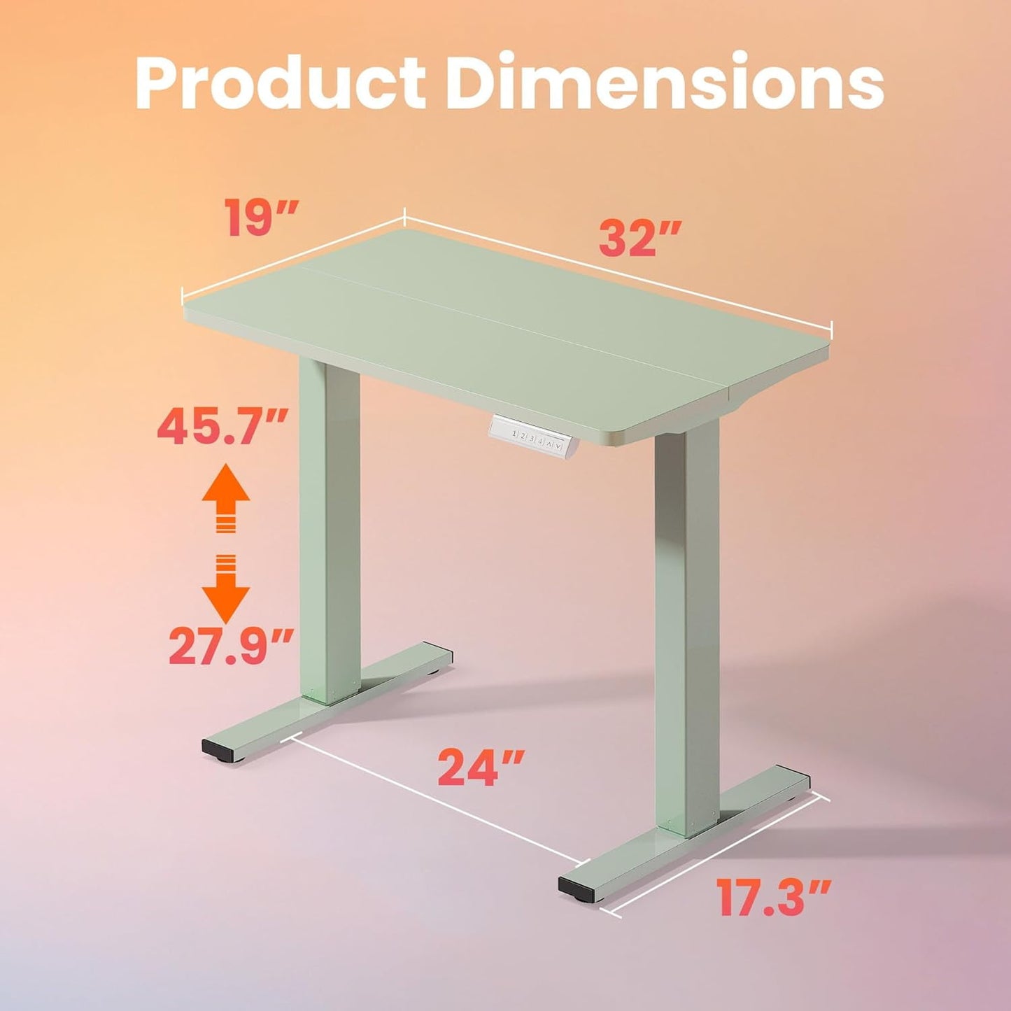 Kyspho Electric Standing Desk with 4 Memory Height Settings, 32" Small Height Adjustbale Desk, Sit Stand Up Desk for Home Office, Green