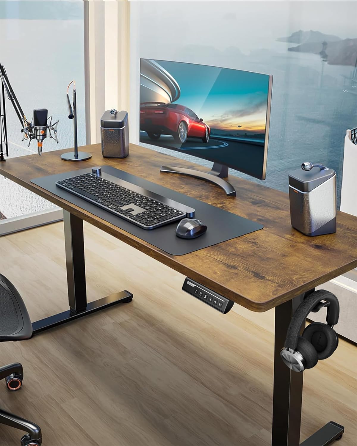 Electric Standing Desk with Drawer, Adjustable Height Sit Stand Up Desk, Home Office Desk Computer Workstation, 55x28 inch, Vintage Brown - Walmart.com