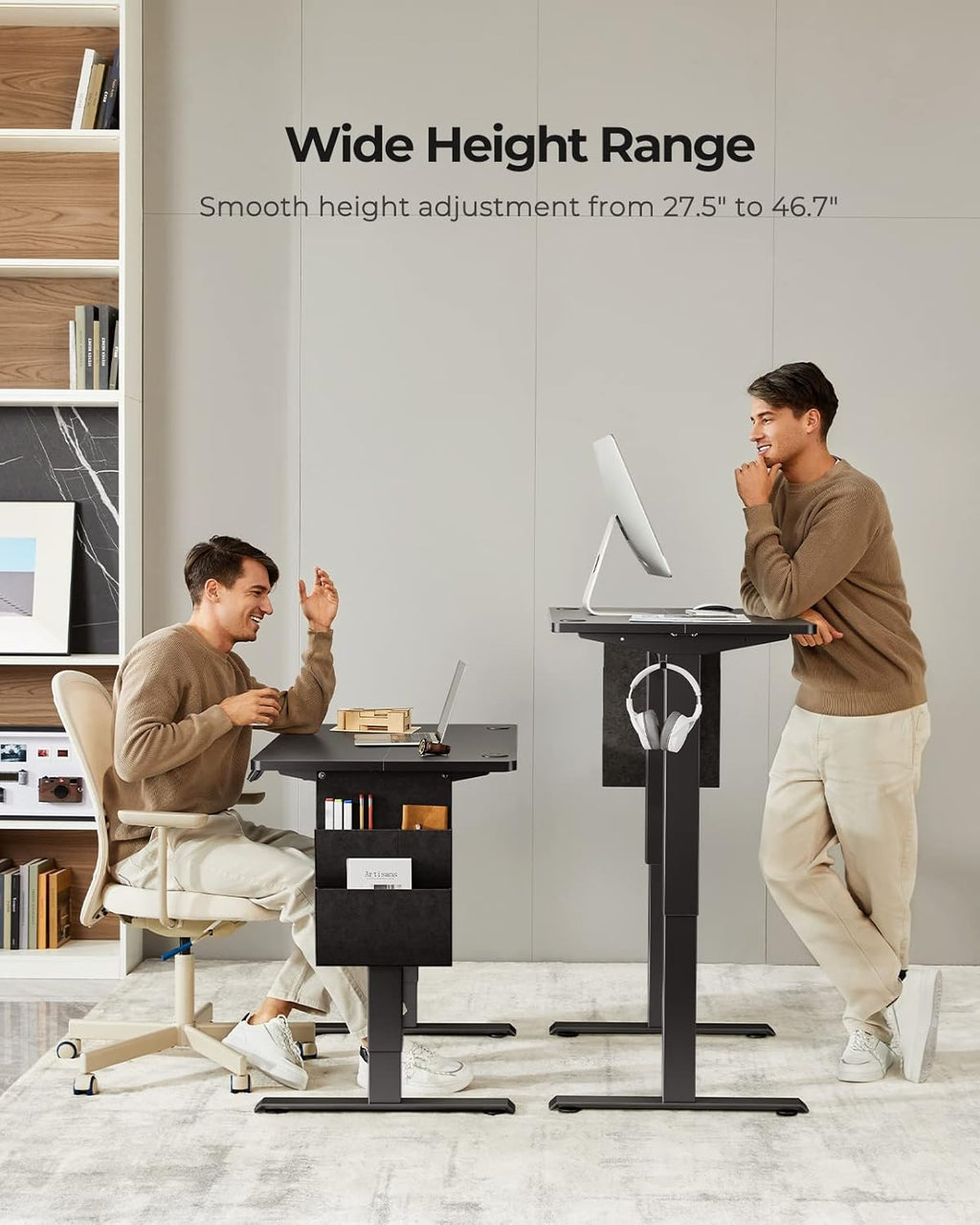 48x24 Inch Electric Standing Desk Adjustable Height with Storage Bag, Ergonomic Computer Stand Up Desk Table with Headphone Hook for Home Office - Walmart.com