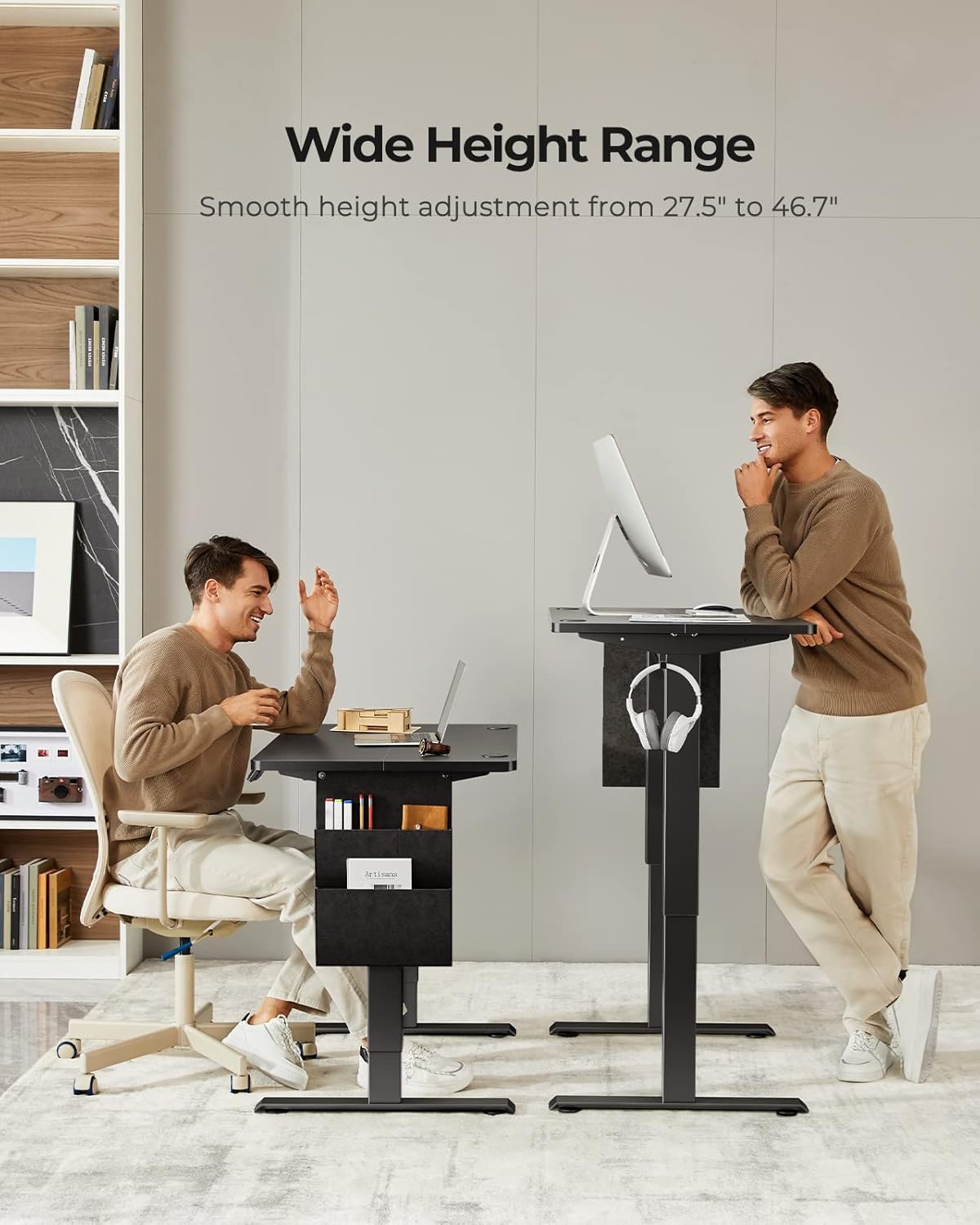 48x24 Inch Electric Standing Desk Adjustable Height with Storage Bag, Ergonomic Computer Stand Up Desk Table with Headphone Hook for Home Office - Walmart.com