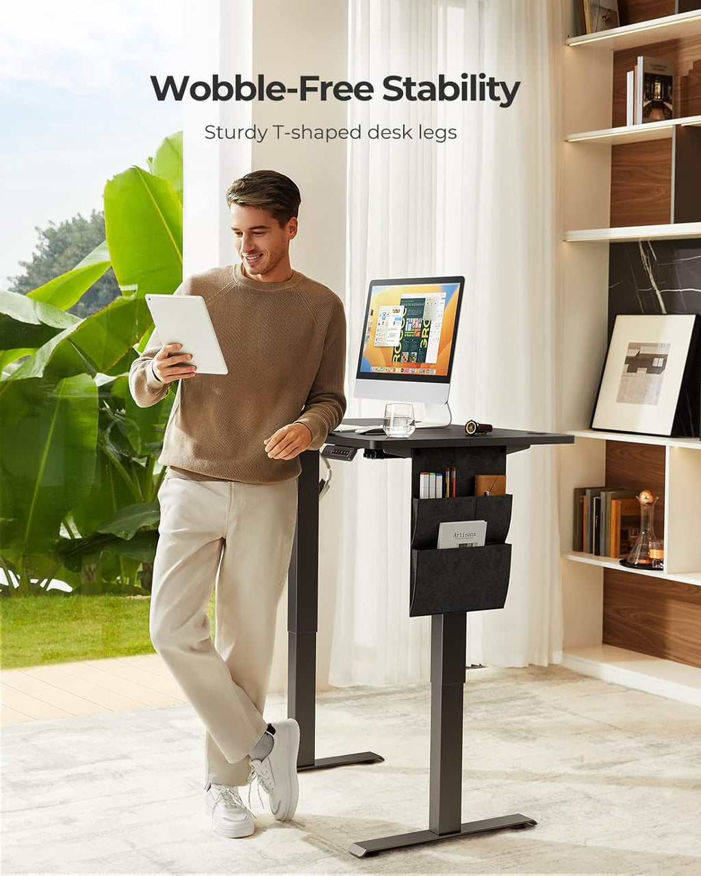 48x24 Inch Electric Standing Desk Adjustable Height with Storage Bag, Ergonomic Computer Stand Up Desk Table with Headphone Hook for Home Office - Walmart.com