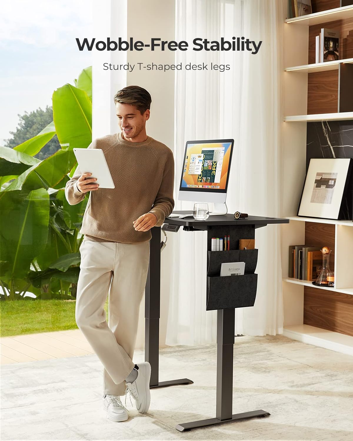 48x24 Inch Electric Standing Desk Adjustable Height with Storage Bag, Ergonomic Computer Stand Up Desk Table with Headphone Hook for Home Office - Walmart.com