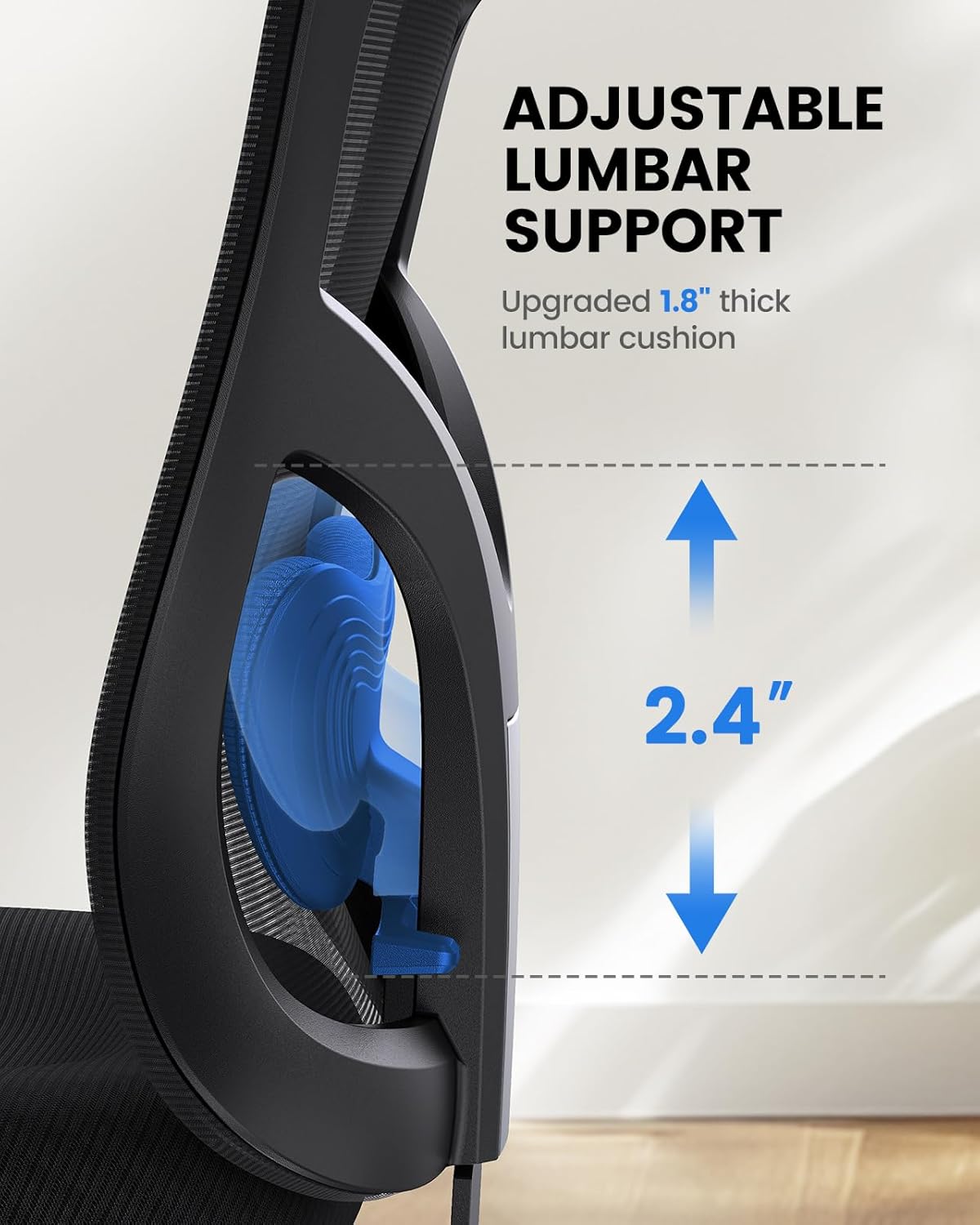 Home Office High Back Chair Mesh Lumbar Support, Swivel Computer Desk Chair with Adjustable Armrest, Max 300lbs - Walmart.com