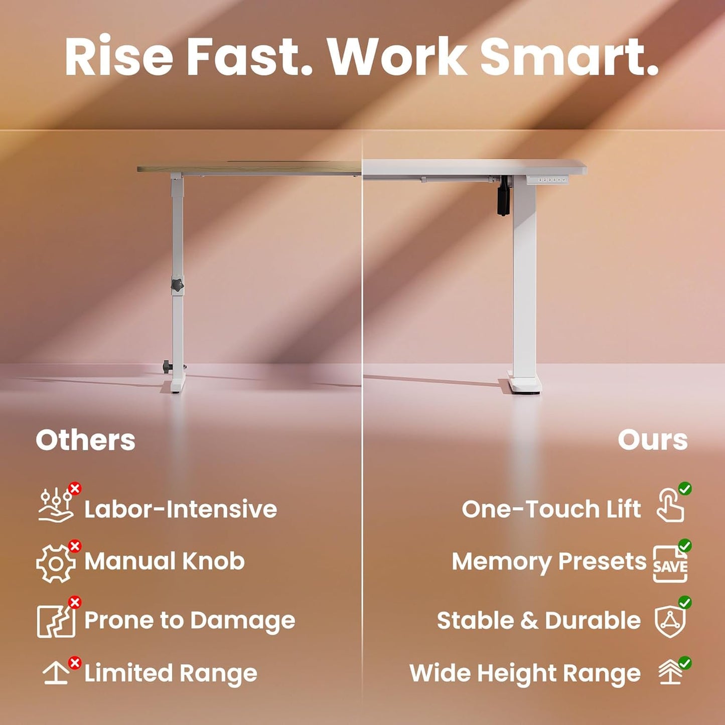 Kyspho Electric Standing Desk with 4 Memory Height Settings, 32" Small Height Adjustbale Desk, Sit Stand Up Desk for Home Office, White