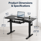 Kyspho 48" x 24" Electric Standing Desk with Keyboard Tray Adjustable Sit Stand up Desk with Headphone Hook & 4 Height Memory Pre-Set Black