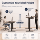 Kyspho 48" x 24" Electric Standing Desk with Keyboard Tray Adjustable Sit Stand up Desk with Headphone Hook & 4 Height Memory Pre-Set Walnut