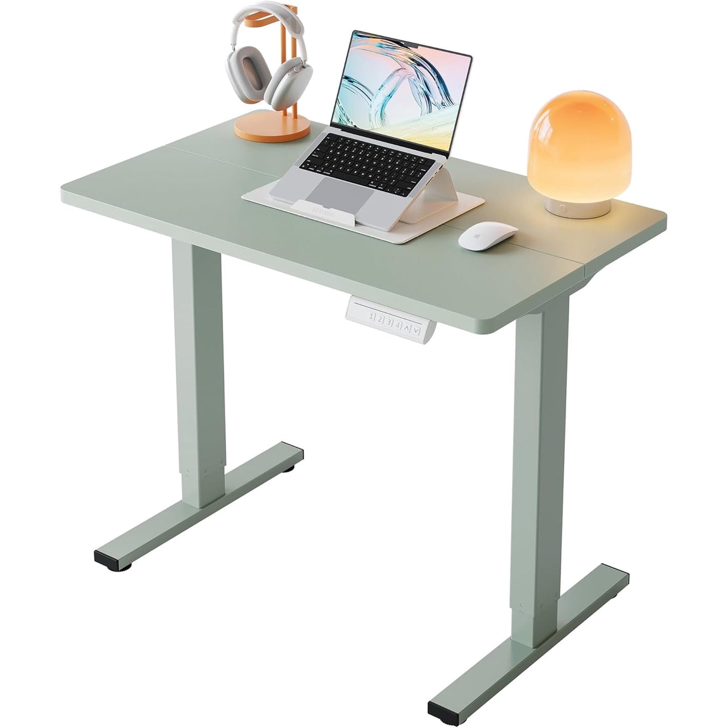 Kyspho Electric Standing Desk with 4 Memory Height Settings, 32" Small Height Adjustbale Desk, Sit Stand Up Desk for Home Office, Green