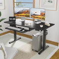 Electric Standing Desk with Keyboard Tray, 48" x 24" Adjustable Height Sit Stand Up Desk, Home Office Desk Computer Workstation, Vintage Black