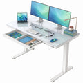 Kyspho Glass Top Electric Standing Desk with USB Charging Ports, 40" x 24" Height Adjustable One-Piece Desk, Sit Stand Computer Desk with Seamless Desktop for Home Office
