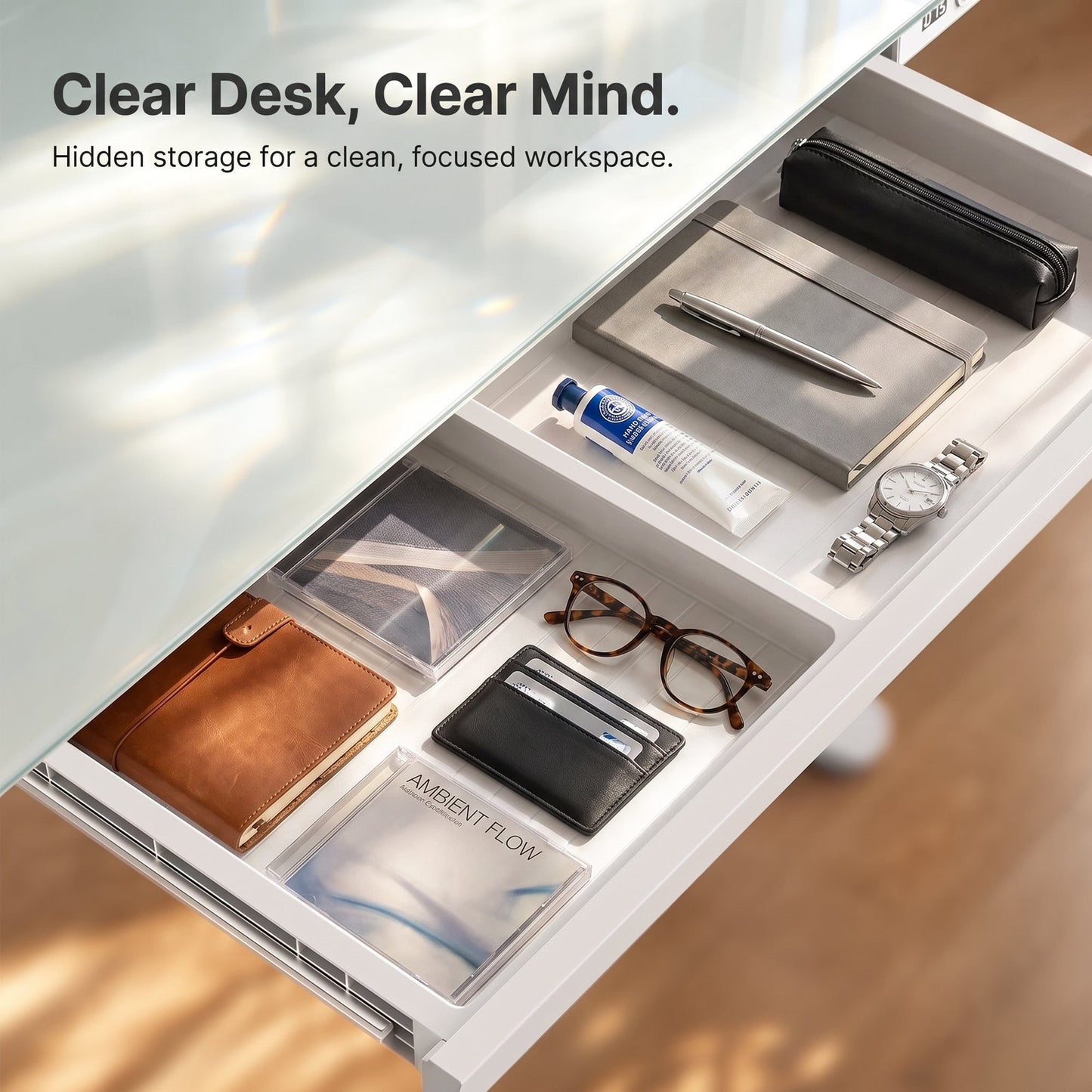 Kyspho Glass Top Electric Standing Desk with USB Charging Ports, 40" x 24" Height Adjustable One-Piece Desk, Sit Stand Computer Desk with Seamless Desktop for Home Office