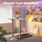 Kyspho Electric Standing Desk with 4 Memory Height Settings, 32" Small Height Adjustbale Desk, Sit Stand Up Desk for Home Office, White + Gold