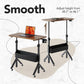 Kyspho Rolling Standing Desk Adjustable Height, Mobile Stand Up Desk for Walking Pad and Treadmill, Portable Computer Table with Wheels, 31.5"x15.75" Height 28.7"-46.1", Walnut