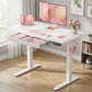 Kyspho Electric Standing Desk with Built-in Drawer, 48" x 24" Adjustable Height Computer Desk, 4 Memory Presets for Home Office, White