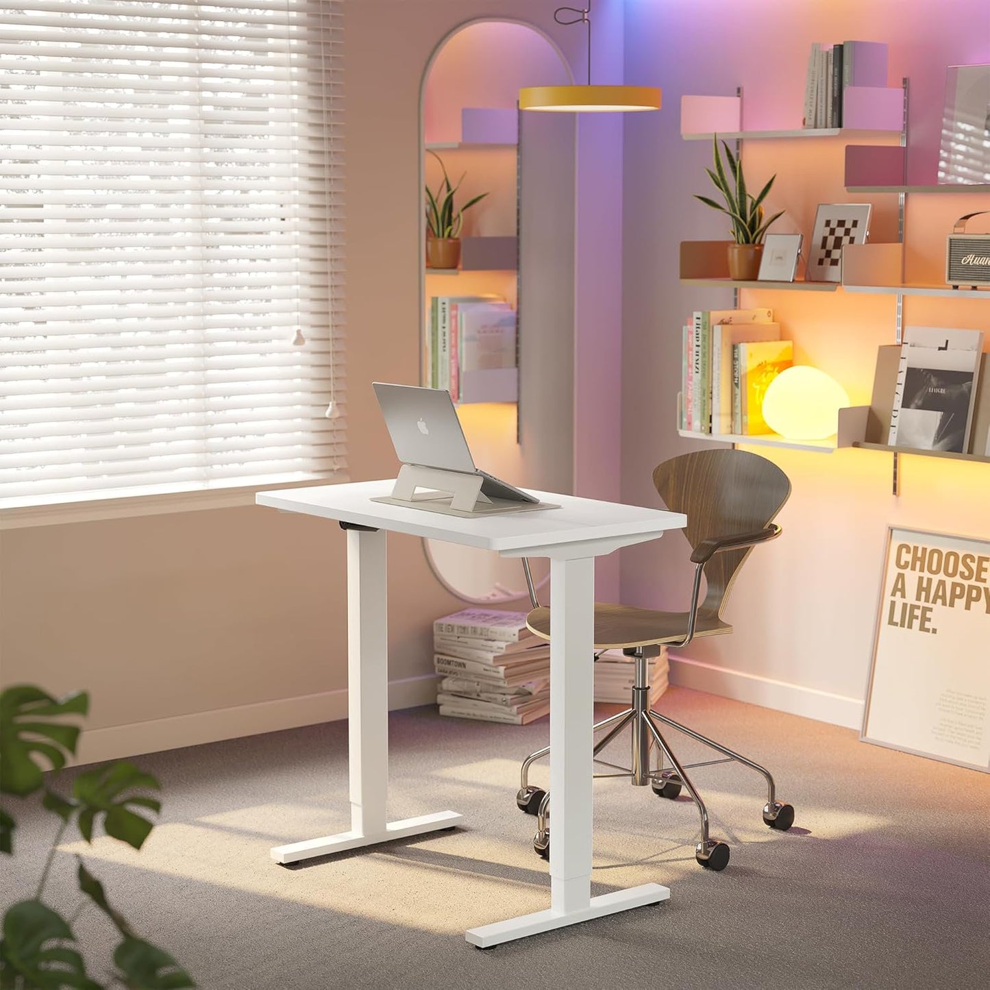 Kyspho Electric Standing Desk with 4 Memory Height Settings, 32" Small Height Adjustbale Desk, Sit Stand Up Desk for Home Office, White