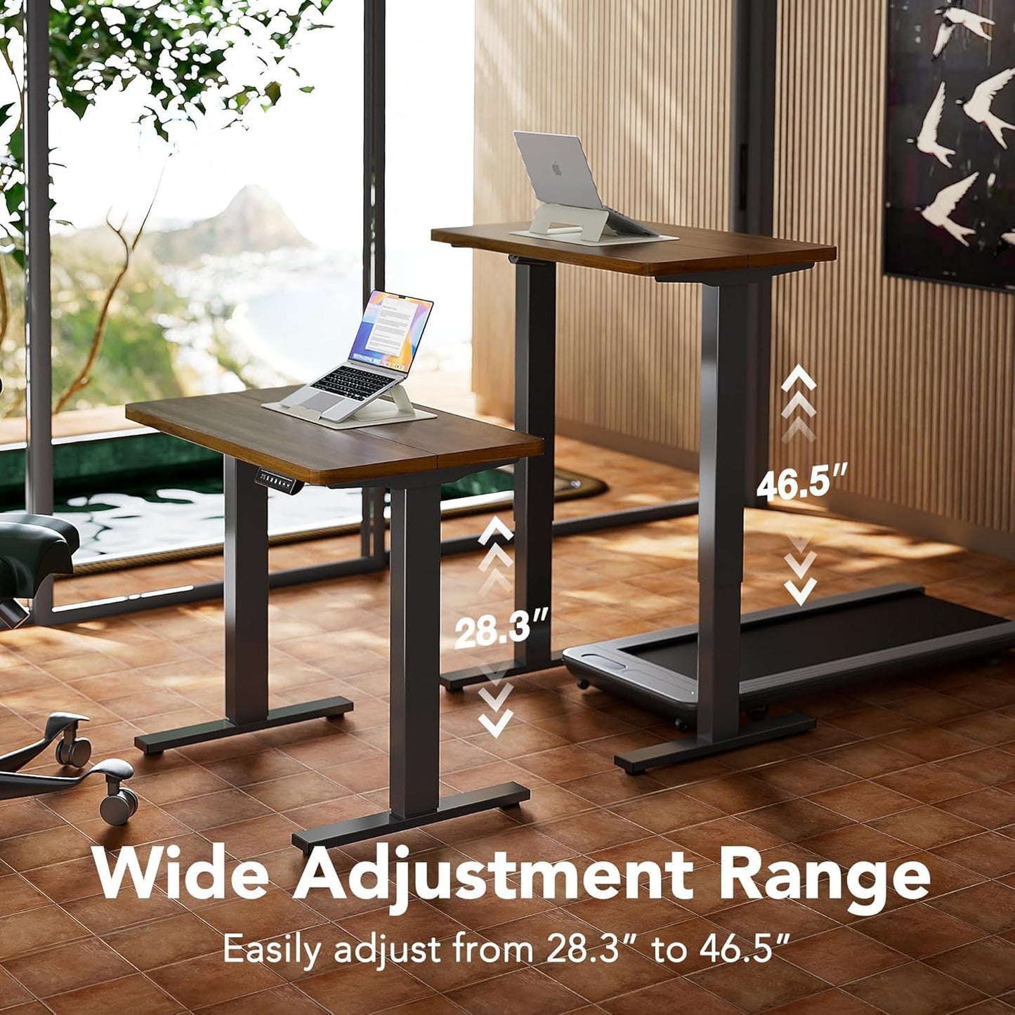 Kyspho 32" Small Electric Standing Desk Adjustable Height, 4 Memory Height Settings, Sit Stand Up Desk for Home Office & Computer Workstation, Black Walnut