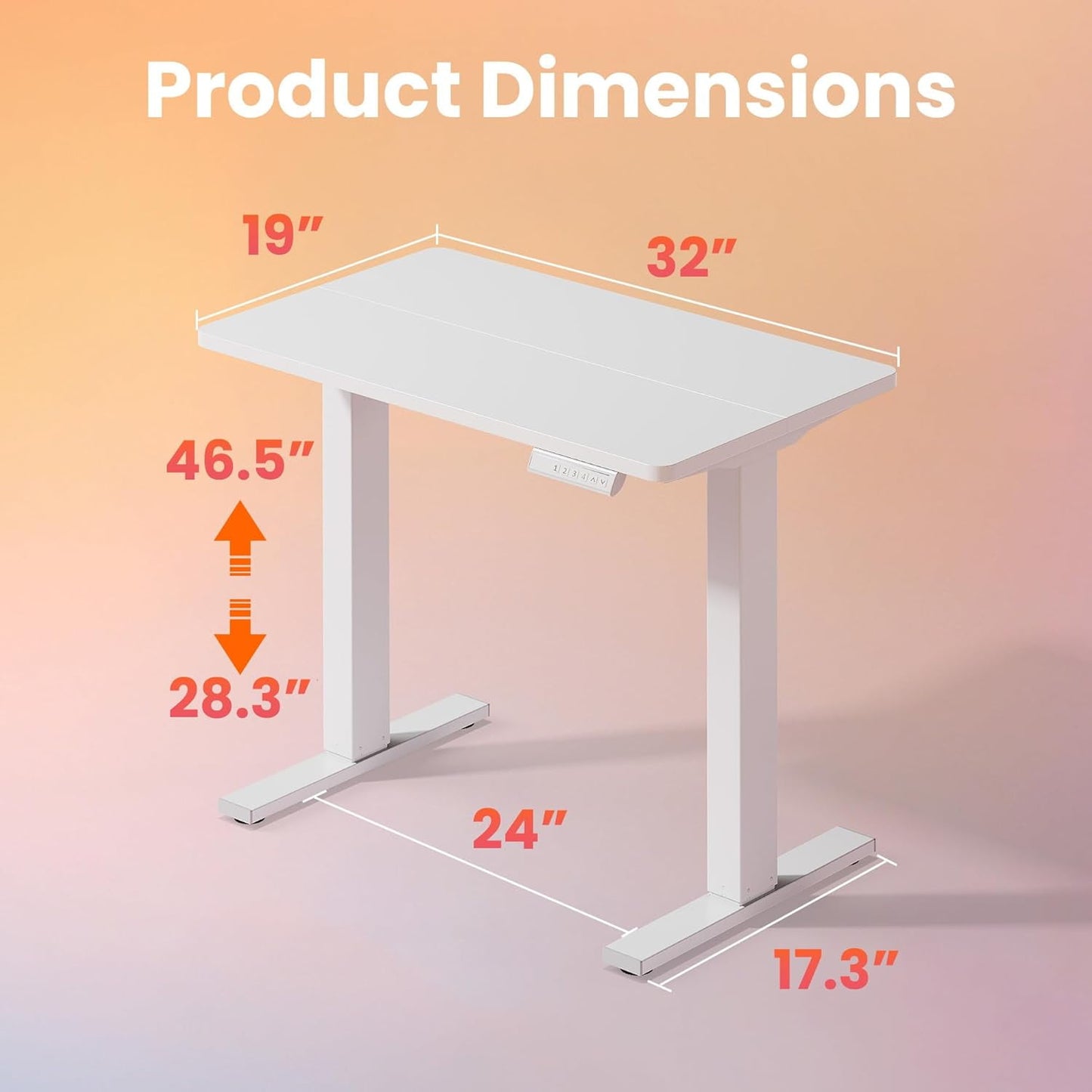 Kyspho Electric Standing Desk with 4 Memory Height Settings, 32" Small Height Adjustbale Desk, Sit Stand Up Desk for Home Office, White