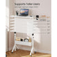 CHITOOMA Mobile Standing Desk with Cup Holder, 6 Level Height-Adjustable Computer Desk with Laptop Slot for Office, White