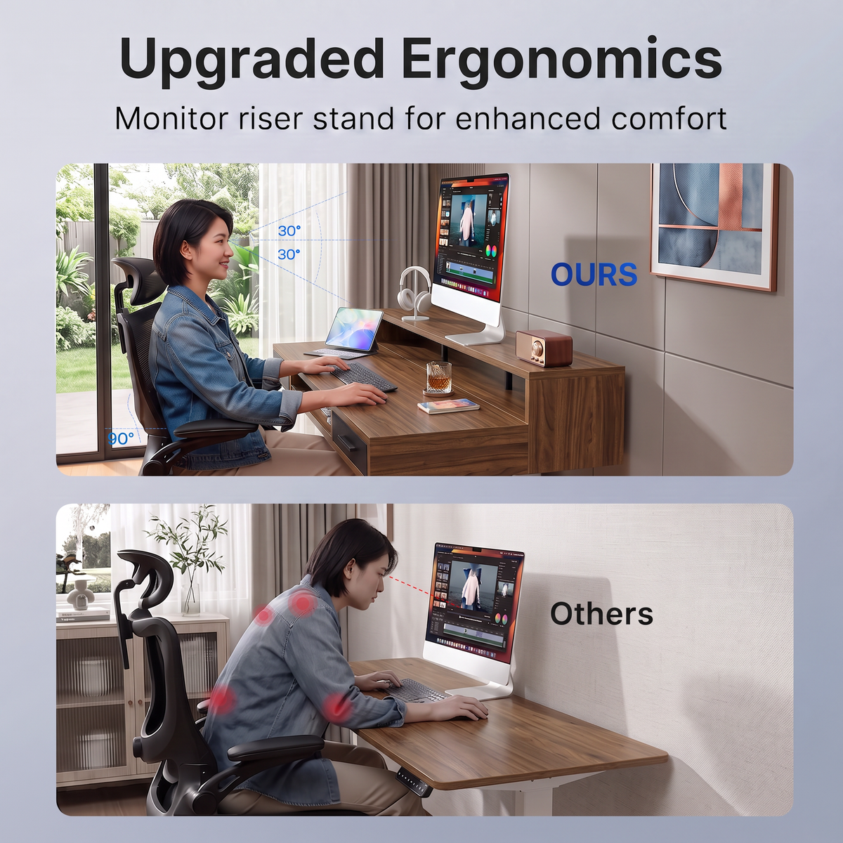 55" X 26" Electric Standing Desk with 2 Drawers & Large Keyboard Tray, Adjustable Sit Stand Computer Desk with 4 4 Memory Presets, C-Clamp Compatible Home Office Desk, Walnut