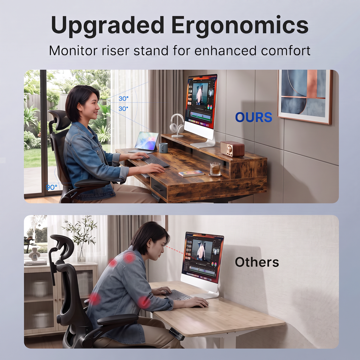 55" X 26" Electric Standing Desk with 2 Drawers & Large Keyboard Tray, Adjustable Sit Stand Computer Desk with 4 4 Memory Presets, C-Clamp Compatible Home Office Desk, Walnut